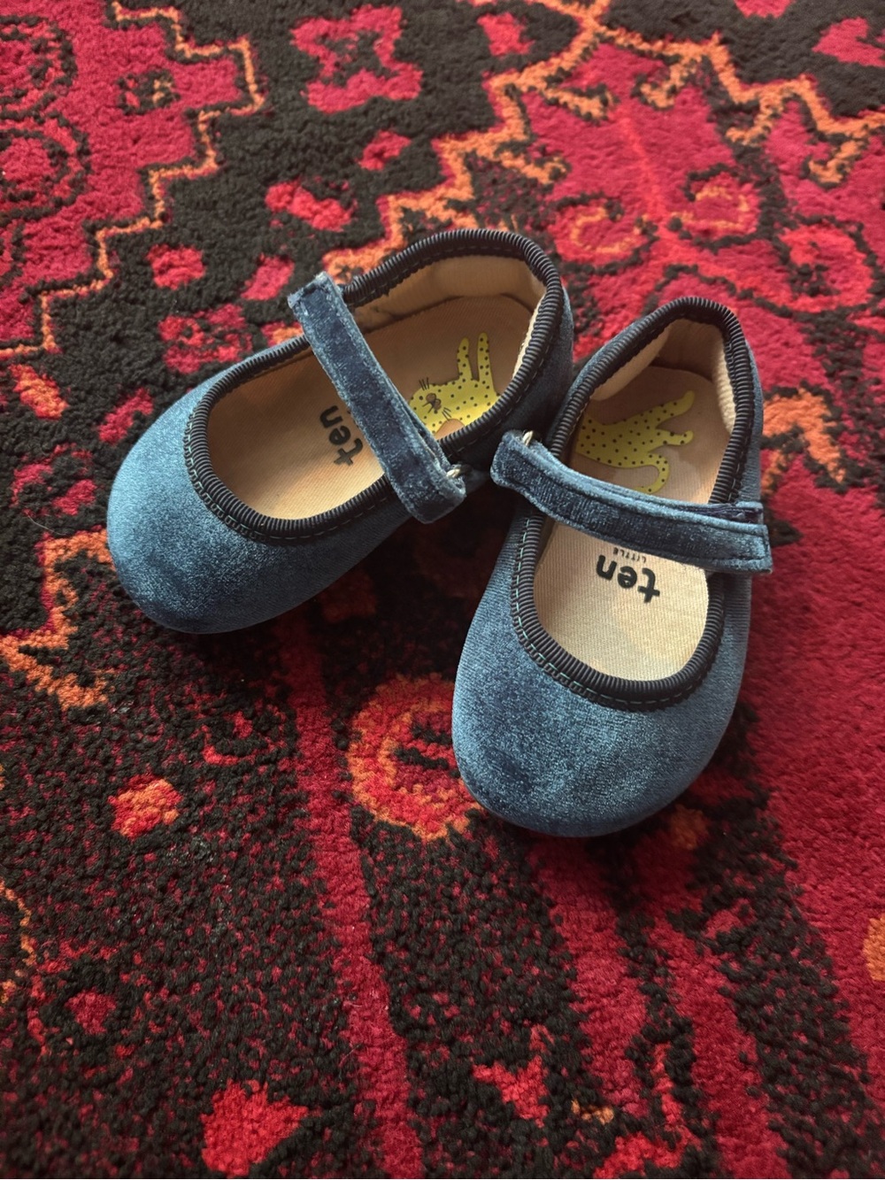 Ten Little Blue Velvet Mary Jane Kids Shoes